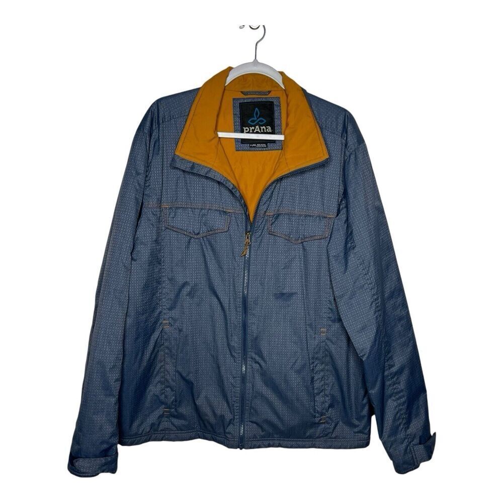 Prana Jacket Mens XL Puffer Blue‎ Outdoor Windbreaker Full Zip